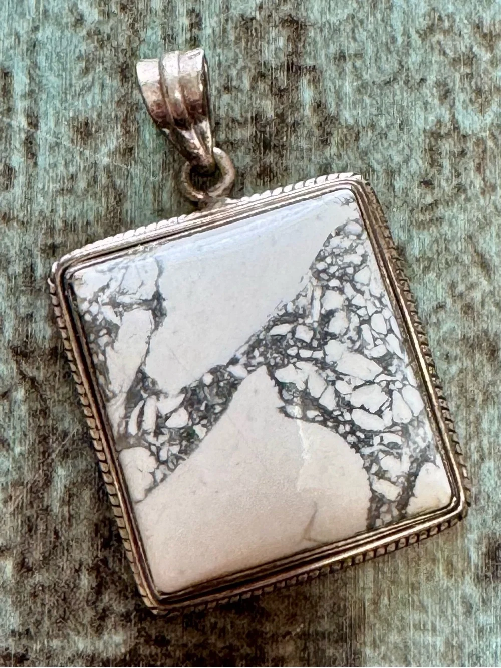 Women’s White & Black Marbled Necklace Pendant | #B26